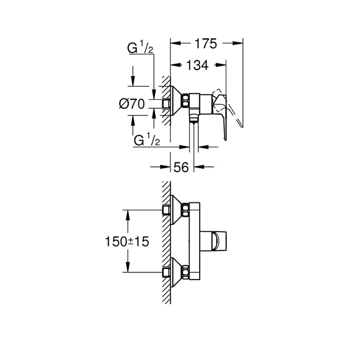 Grohe BauLoop egykaros zuhany csaptelep 23633001 Grohe BauLoop egykaros zuhany csaptelep 23633001