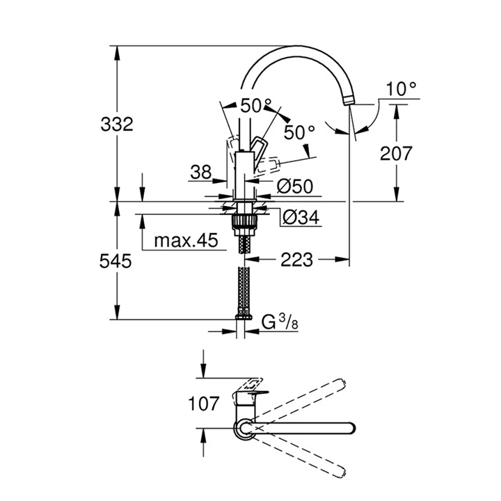 Grohe Bauloop egykaros mosogató csaptelep 31368001 Grohe Bauloop egykaros mosogató csaptelep 31368001