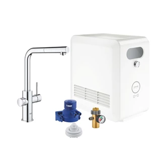 Grohe Blue Professional készlet kihúzható fejjel, szénsavadagolóval, L alakú kifolyóval, króm 31326002