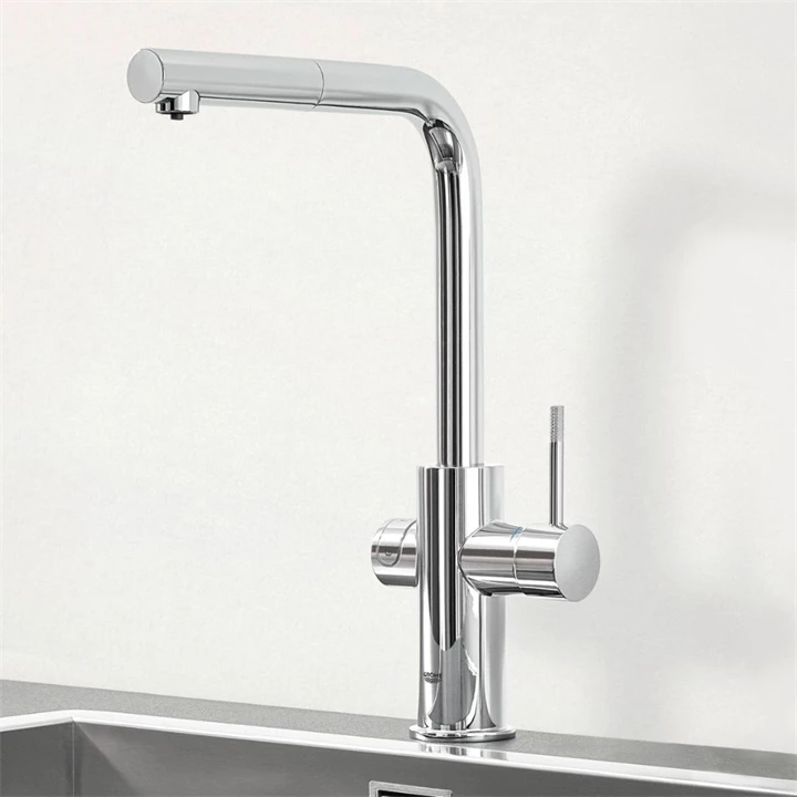 Grohe Blue Professional készlet kihúzható fejjel, szénsavadagolóval, L alakú kifolyóval, króm 31326002