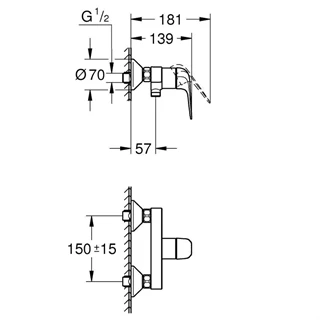 Grohe euroeco egykaros zuhanycsaptelep, króm 32740001