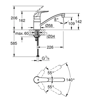 Grohe EuroEco mosogató csaptelep 32750000 Grohe EuroEco mosogató csaptelep 32750000