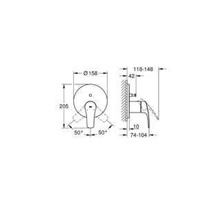 Grohe eurosmart falonbelüli zuhanycsaptelep, 2 fogyasztóhoz 24043003 Grohe eurosmart falonbelüli zuhanycsaptelep, 2 fogyasztóhoz 24043003