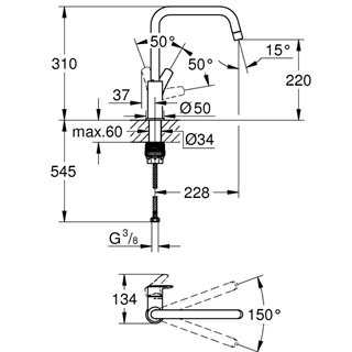 Grohe eurosmart mosogató csaptelep álló, u alakú kifolyóval 30567000 Grohe eurosmart mosogató csaptelep álló, u alakú kifolyóval 30567000