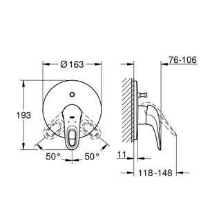Grohe Eurostyle egykaros kád csaptelep falsíkon kívüli szereléshez 19506003