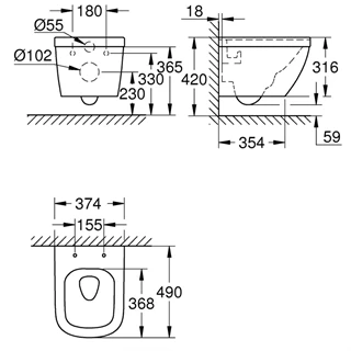 Grohe euro ceramic kompakt fali wc, perem nélküli 39206000 Grohe euro ceramic kompakt fali wc, perem nélküli 39206000