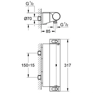 Grohe Grohtherm 2000 Termosztátos zuhanycsaptelep 1/2” 34469001 Grohe Grohtherm 2000 Termosztátos zuhanycsaptelep 1/2” 34469001