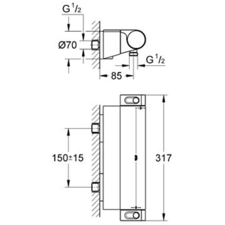 Grohe Grohtherm 2000 Termosztátos zuhanycsaptelep 1/2” 34469001 Grohe Grohtherm 2000 Termosztátos zuhanycsaptelep 1/2” 34469001