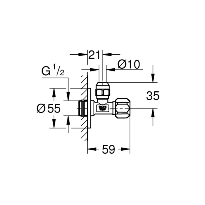 Grohe sarokszelep 1/2" 22023000 Grohe sarokszelep 1/2" 22023000