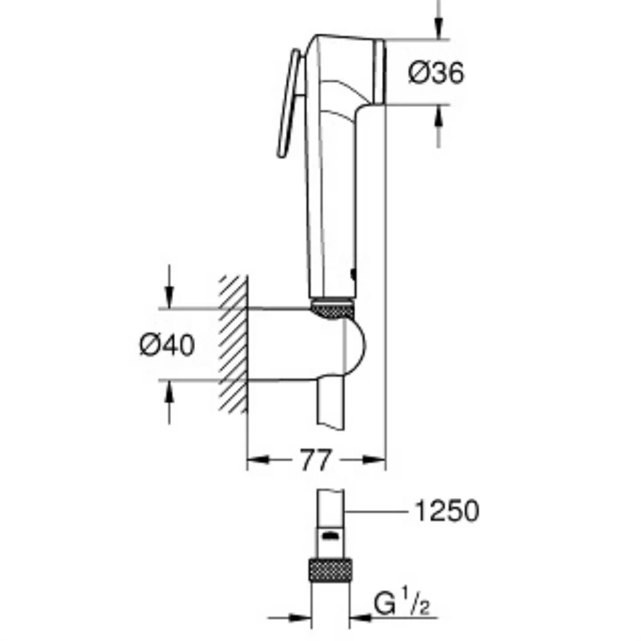 Grohe Tempesta-F Trigger Spray 30 Falitartós zuhanygarnitúra, 1 féle vízsugaras kézizuhannyal 27513001