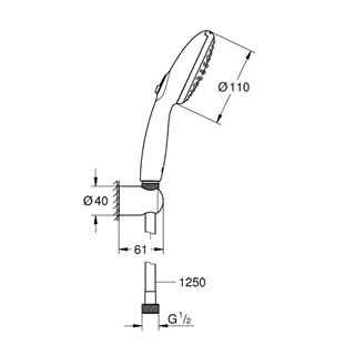 Grohe Tempesta 110 Fali tartós szett 2 funkciós, matt fekete 261642433