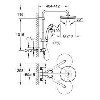 Grohe Tempesta termosztátos zuhanyrendszer 210 mm 27922001 Grohe Tempesta termosztátos zuhanyrendszer 210 mm 27922001