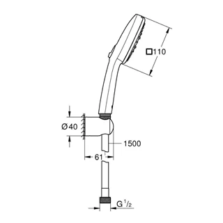 Grohe Tempesta Cube 110 fali tartós zuhanyszett 3-féle vízsugárral (szögletes) 27588003