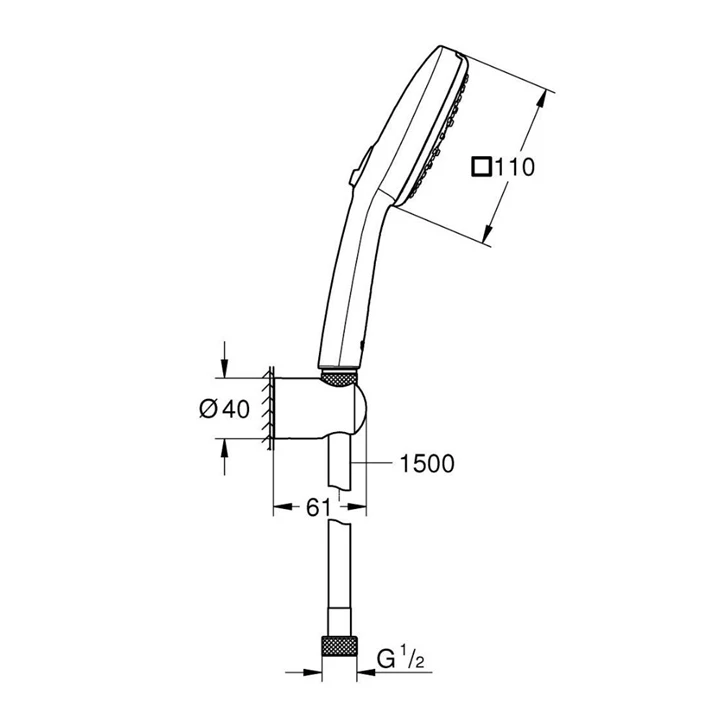 Grohe Tempesta Cube 110 fali tartós zuhanyszett 3-féle vízsugárral (szögletes) 27588003