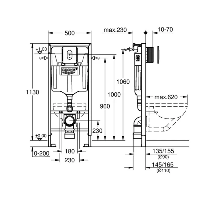 Grohe Rapid SL 4in1 falsík alatti tartály szett - keret, rögzítő, nyomólap, zajcsökkentő 38929000 Grohe Rapid SL 4in1 falsík alatti tartály szett - keret, rögzítő, nyomólap, zajcsökkentő 38929000