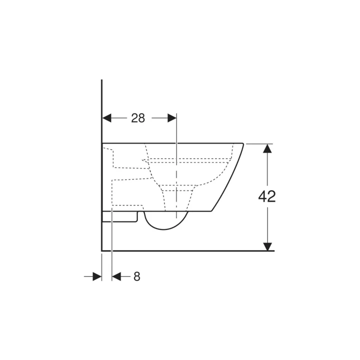Geberit Smyle Square fali WC, mélyöblítésű, zárt formájú, Rimfree, 54cm 500.208.01.1