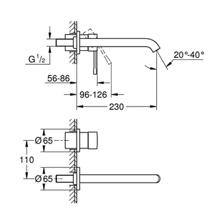 Grohe Essence New 2-lyukú fali mosdó csaptelep 19967001