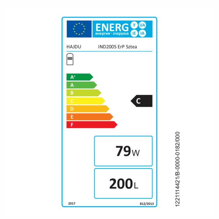 Hajdu IND 200S ErP Sztea indirekt fűtésű forróvíztároló, álló, 200 l, cirkulációs csonkkal 2142433113