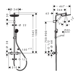 Hansgrohe Activera S term. zuhanyrendszer, zuhanycsapteleppel Showerpipe 240, 1jet, EcoSmart, Ecostat Fine Varia, króm 2