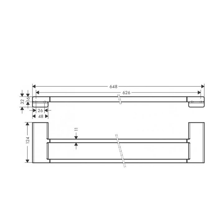 Hansgrohe AddStoris Fürdőlepedő tartó dupla sínnel matt fekete 41743670