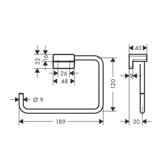 Hansgrohe AddStoris Q Törölközőtartó gyűrű, króm 41754000 Hansgrohe AddStoris Q Törölközőtartó gyűrű, króm 41754000