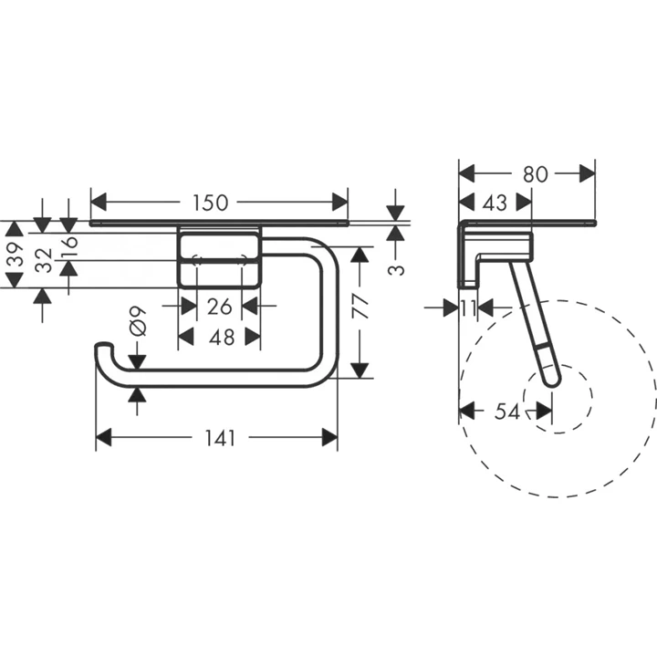 Hansgrohe AddStoris WC papír tartó, polccal 41772000 Hansgrohe AddStoris WC papír tartó, polccal 41772000