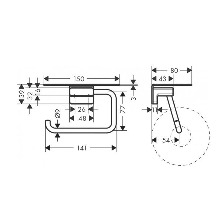 Hansgrohe AddStoris wc papír tartó polccal, szálcsiszolt bronz 41772140 Hansgrohe AddStoris wc papír tartó polccal, szálcsiszolt bronz 41772140