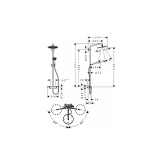 Hansgrohe Croma Select S280 Showerpipe HS RD S122, matt fekete 26890670 Hansgrohe Croma Select S280 Showerpipe HS RD S122, matt fekete 26890670