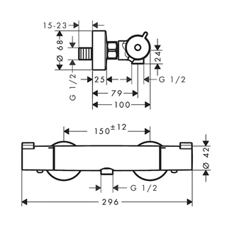 Hansgrohe Ecostat 1001 CL Termosztátos zuhanycsaptelep falsíkon kívüli szereléshez 13211000 Hansgrohe Ecostat 1001 CL Termosztátos zuhanycsaptelep falsíkon kívüli szereléshez 13211000
