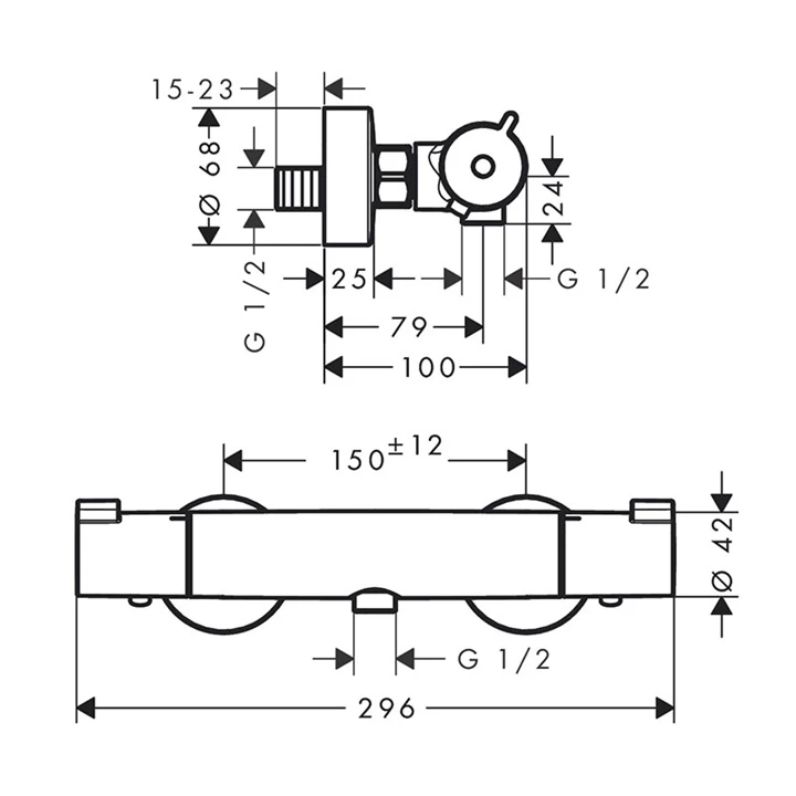 Hansgrohe Ecostat 1001 CL Termosztátos zuhanycsaptelep falsíkon kívüli szereléshez 13211000 Hansgrohe Ecostat 1001 CL Termosztátos zuhanycsaptelep falsíkon kívüli szereléshez 13211000