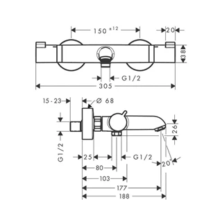 Hansgrohe Ecostat Comfort szálcsiszolt bronz termosztátos kádcsaptelep 13114140