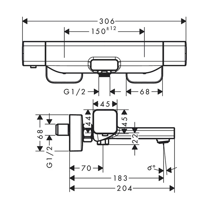 Hansgrohe Ecostat E falsíkon kívüli szereléshez termosztátos kádcsaptelep 15774000