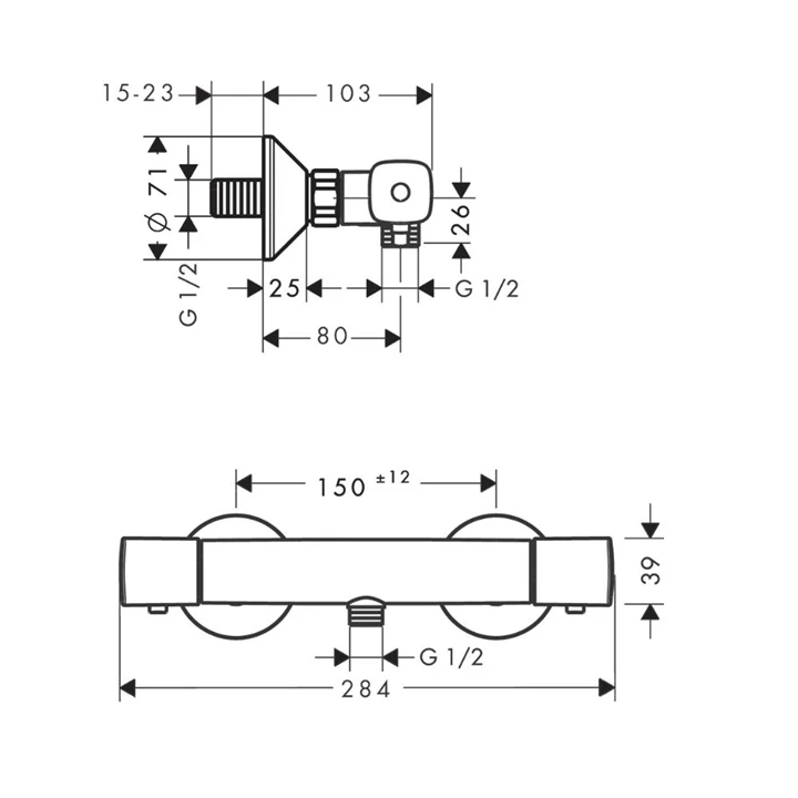 Hansgrohe Ecostat Universal termosztátos zuhanycsaptelep, króm 13122000 Hansgrohe Ecostat Universal termosztátos zuhanycsaptelep, króm 13122000