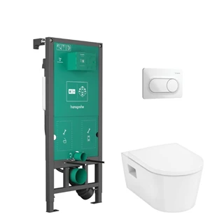 Hansgrohe EluPura Original S Teljes WC-szett falsík al. Öbl.rendsz., iFrame Original S nyomólap, EluPura WC-ülőke, fehér