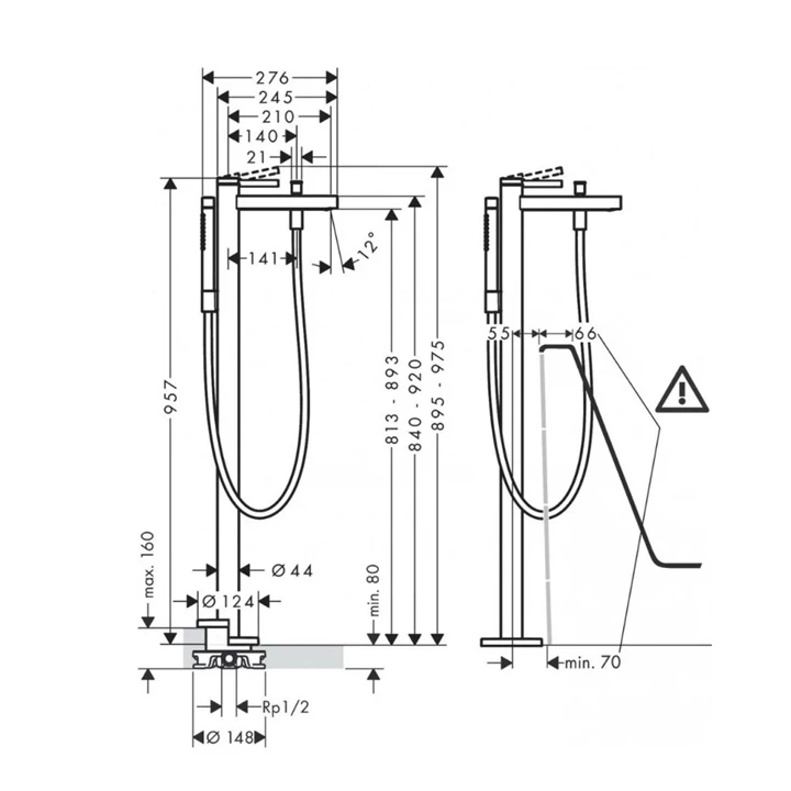 Hansgrohe Finoris egykaros szabadonálló kádcsaptelep, króm 76445000 Hansgrohe Finoris egykaros szabadonálló kádcsaptelep, króm 76445000