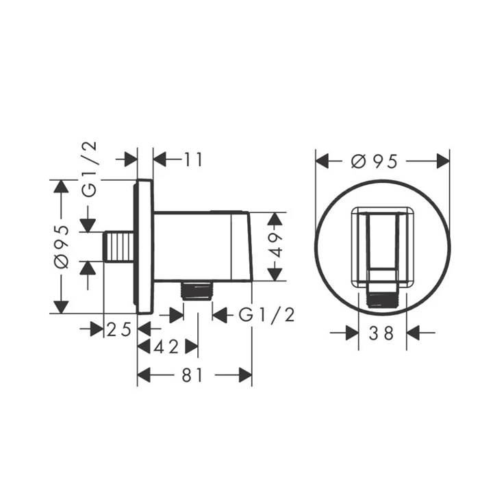 Hansgrohe FixFit S tömlőcsatlakozás Porter zuhanytartóval 26888000