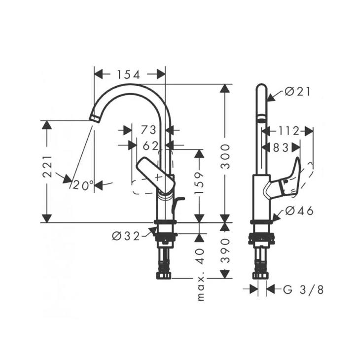 Hansgrohe Logis egykaros magasított mosdócsaptelep, matt fekete 71130670