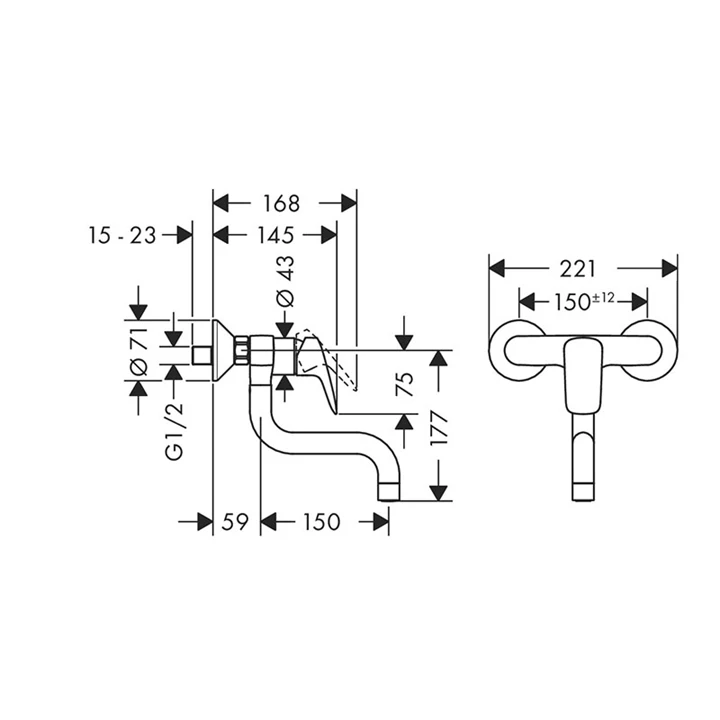 Hansgrohe Logis M31 egykaros konyhai csaptelep fali szereléshez 71836000