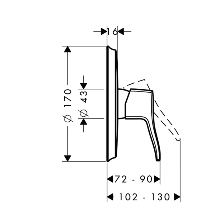 Hansgrohe Metris Classic egykaros, falsík alatti zuhanycsaptelep színkészlet, króm 31676000