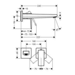 Hansgrohe Metropol egykaros falsík alatti mosdócsaptelep 225mm-es kifolyóval, szálcsiszolt bronz 32526140 Hansgrohe Metropol egykaros falsík alatti mosdócsaptelep 225mm-es kifolyóval, szálcsiszolt bronz 32526140