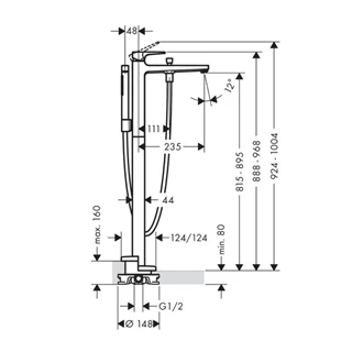 Hansgrohe Metropol egykaros szabadonálló kádcsaptelep, szálcsiszolt bronz 32532140