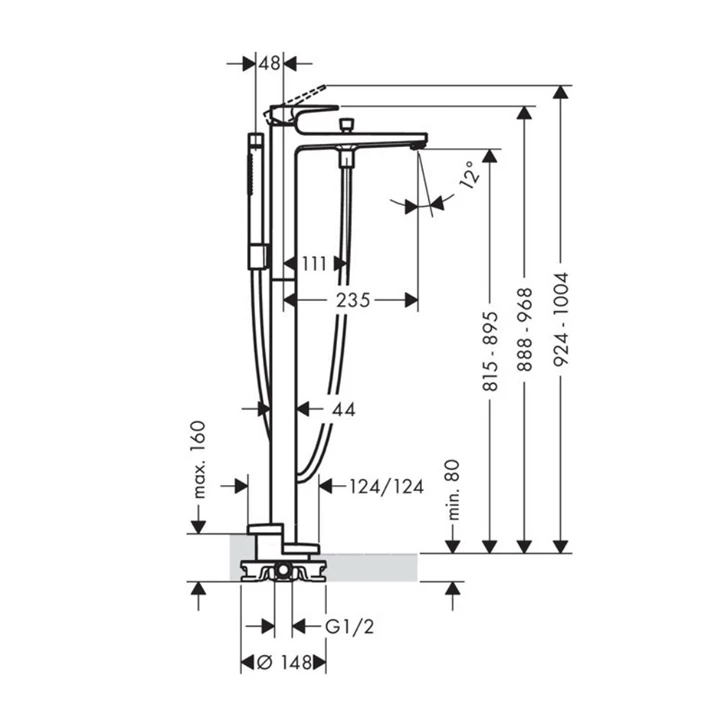 Hansgrohe Metropol egykaros szabadonálló kádcsaptelep, szálcsiszolt bronz 32532140