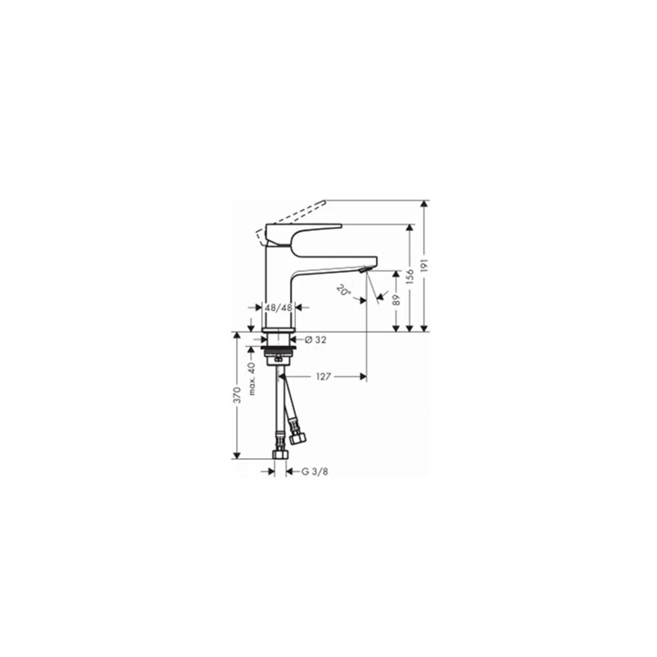 Hansgrohe Metropol egykaros mosdócsaptelep, 100 (kurz) Push-Open lefolyógarnitúrával, matt fekete 32500670 Hansgrohe Metropol egykaros mosdócsaptelep, 100 (kurz) Push-Open lefolyógarnitúrával, matt fekete 32500670