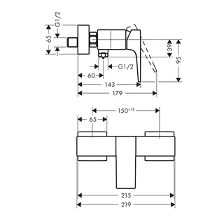 Hansgrohe Metropol egykaros zuhanycsaptelep falsíkon kívüli szereléshez, normál fogantyú 32560000 Hansgrohe Metropol egykaros zuhanycsaptelep falsíkon kívüli szereléshez, normál fogantyú 32560000