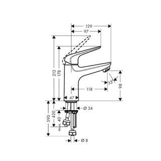 Hansgrohe Novus mosdócsaptelep 100 drucklos, króm 71036000