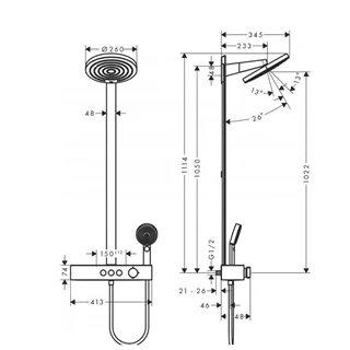 Hansgrohe Pulsify Showerpipe 260, 2 jet EcoSmart, és ShowerTablet Select 400, szálcsiszolt bronz 24241140 Hansgrohe Pulsify Showerpipe 260, 2 jet EcoSmart, és ShowerTablet Select 400, szálcsiszolt bronz 24241140