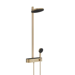 Hansgrohe Pulsify Showerpipe 260, 2 jet, és ShowerTablet Select 400, szálcsiszolt bronz 24240140