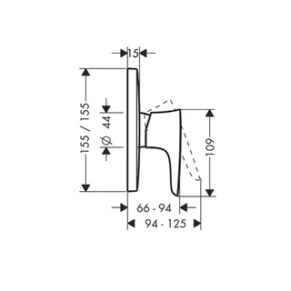 Hansgrohe PuraVida egykaros, falsík alatti zuhanycsaptelep színkészlet, króm 15665000