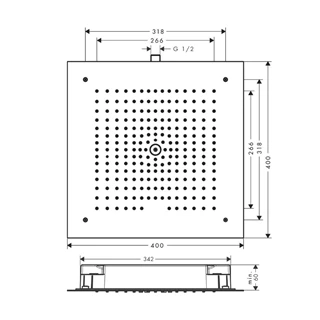Hansgrohe Raindance E 400x400 mm fejzuhany, szálcsiszolt fekete króm 26252340