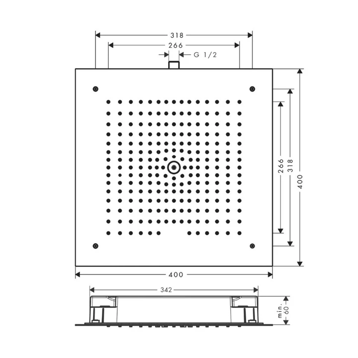 Hansgrohe Raindance E 400x400 mm fejzuhany, szálcsiszolt fekete króm 26252340